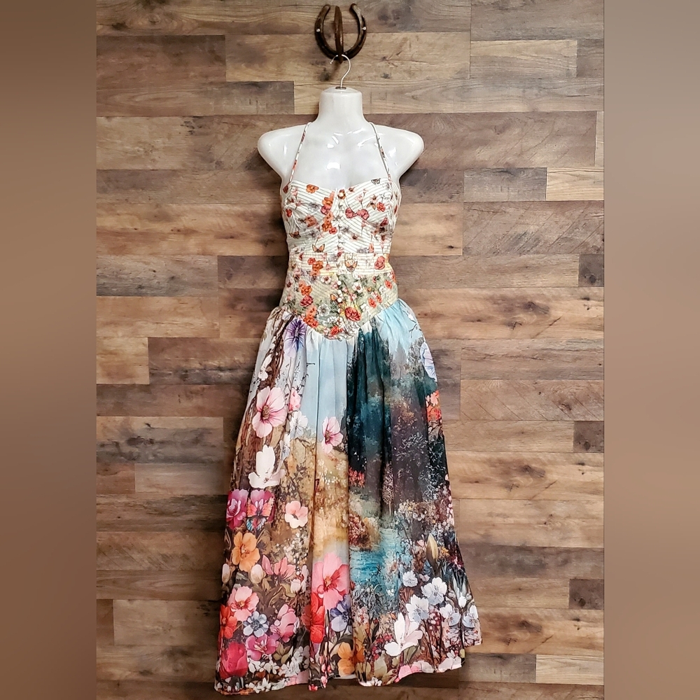 New with tags The Muse Basque-Waist Midi Dress AnthropologieSize : Small - Picture 2 of 9